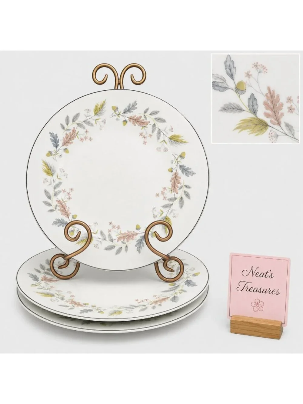 Johnson Brothers LYNTON OLDER SNOWHITE Floral England China Dinner Plate Set 3
